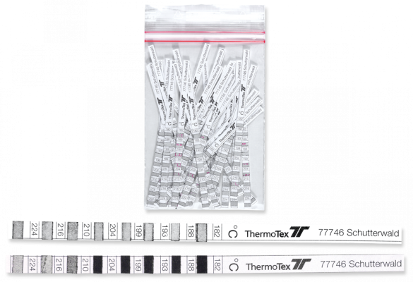 Temperature measuring strips